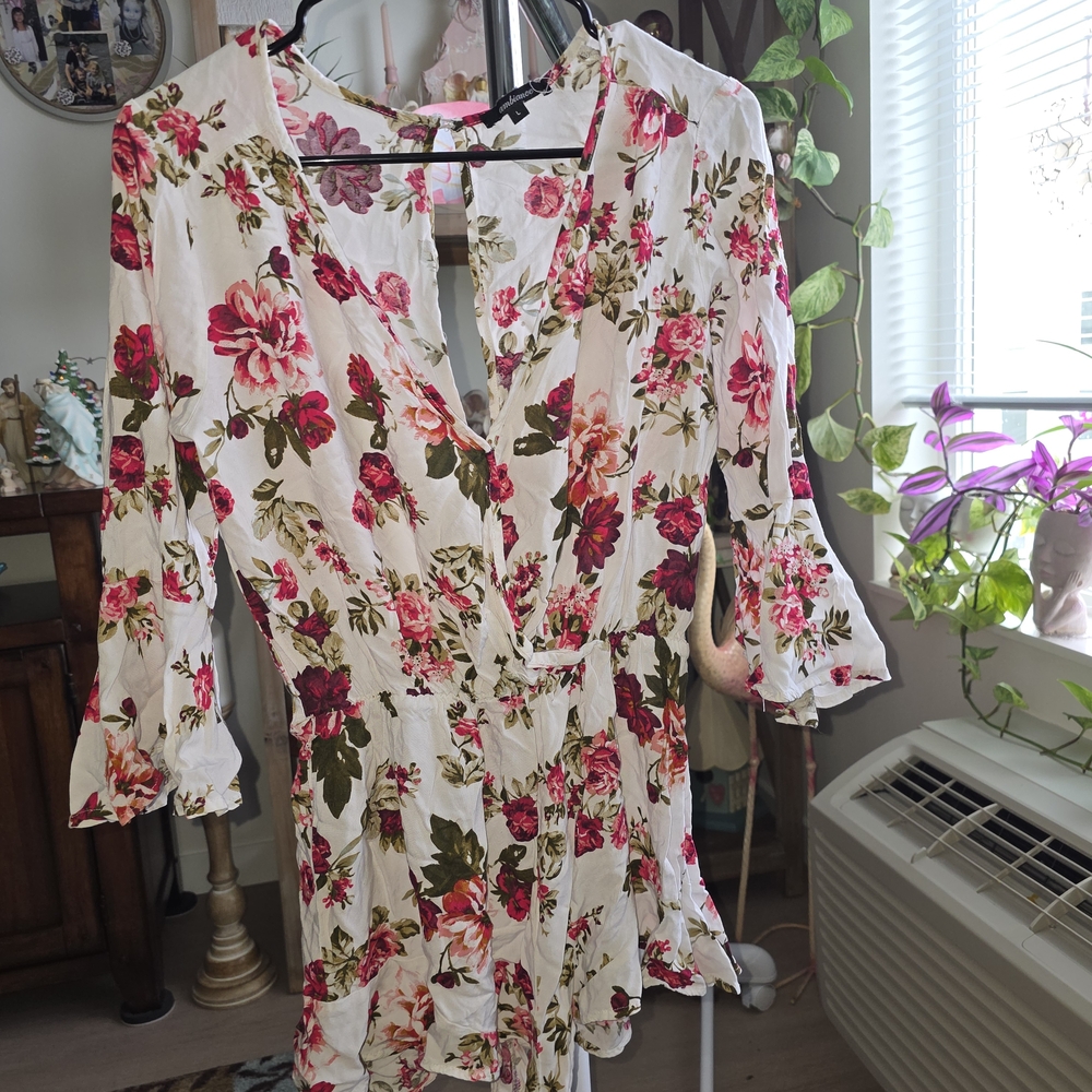 Ambiance Floral Blouse with Pink and Green Accents